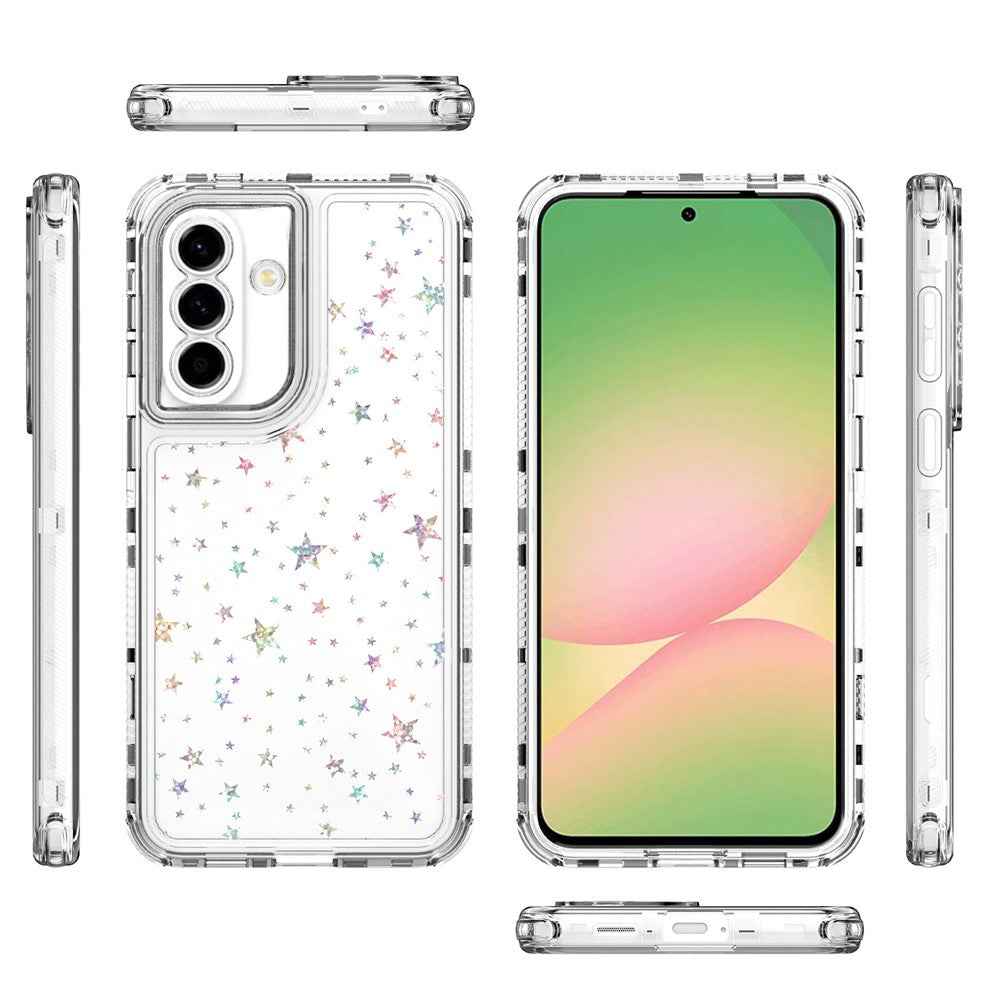 For Samsung Galaxy A57 5G Case Precise Cutouts Acrylic TPU Clear Phone Cover with Laser-printed Film - Stars