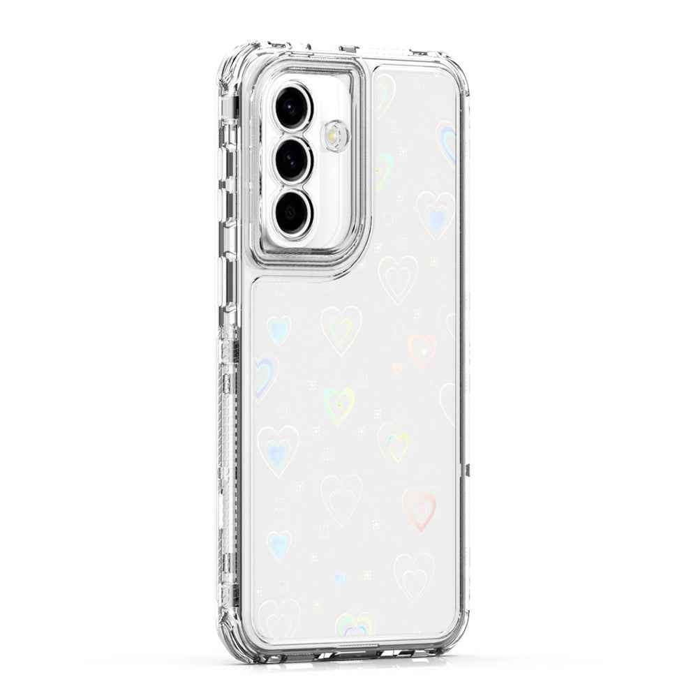 For Samsung Galaxy A57 5G Case Precise Cutouts Acrylic TPU Clear Phone Cover with Laser-printed Film - Hearts