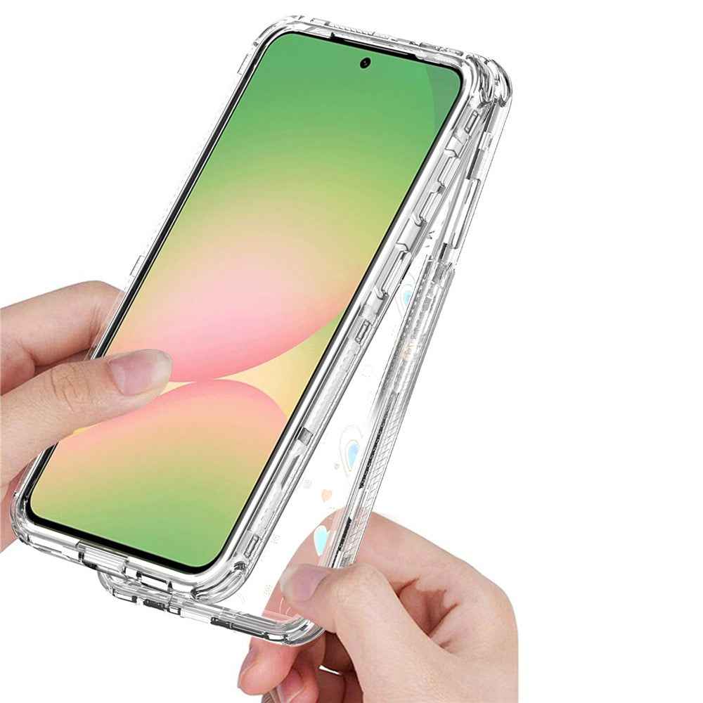 For Samsung Galaxy A57 5G Case Precise Cutouts Acrylic TPU Clear Phone Cover with Laser-printed Film - Hearts