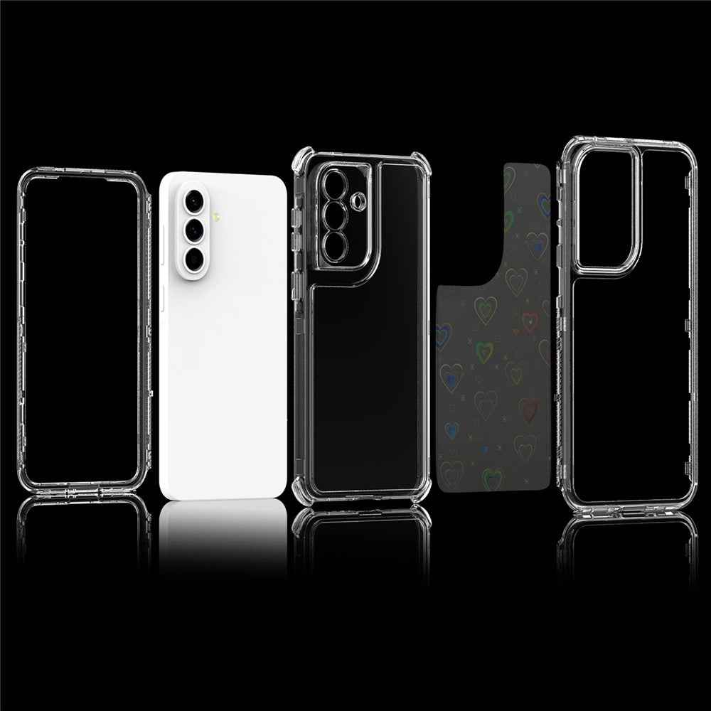 For Samsung Galaxy A57 5G Case Precise Cutouts Acrylic TPU Clear Phone Cover with Laser-printed Film - Hearts