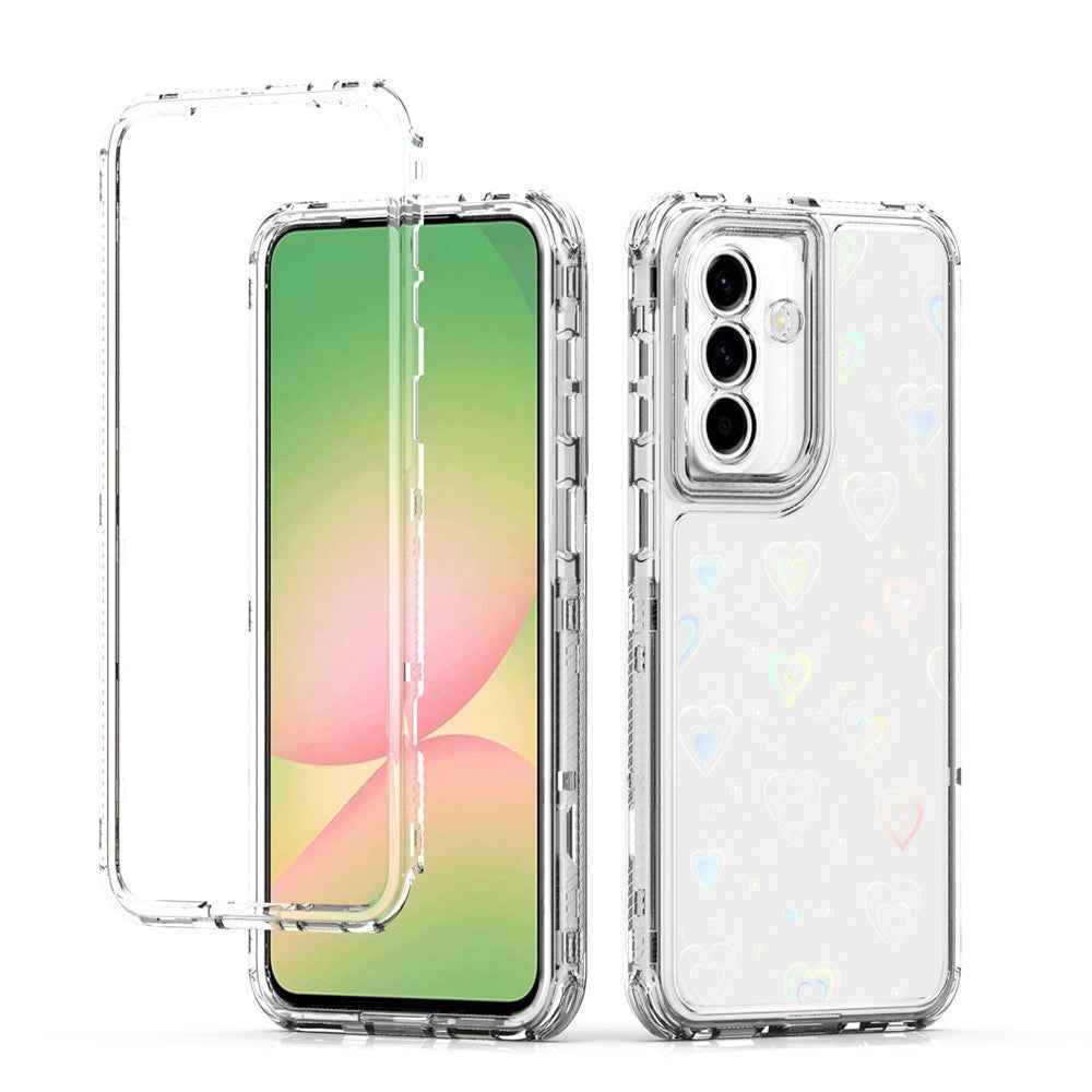 For Samsung Galaxy A57 5G Case Precise Cutouts Acrylic TPU Clear Phone Cover with Laser-printed Film - Hearts