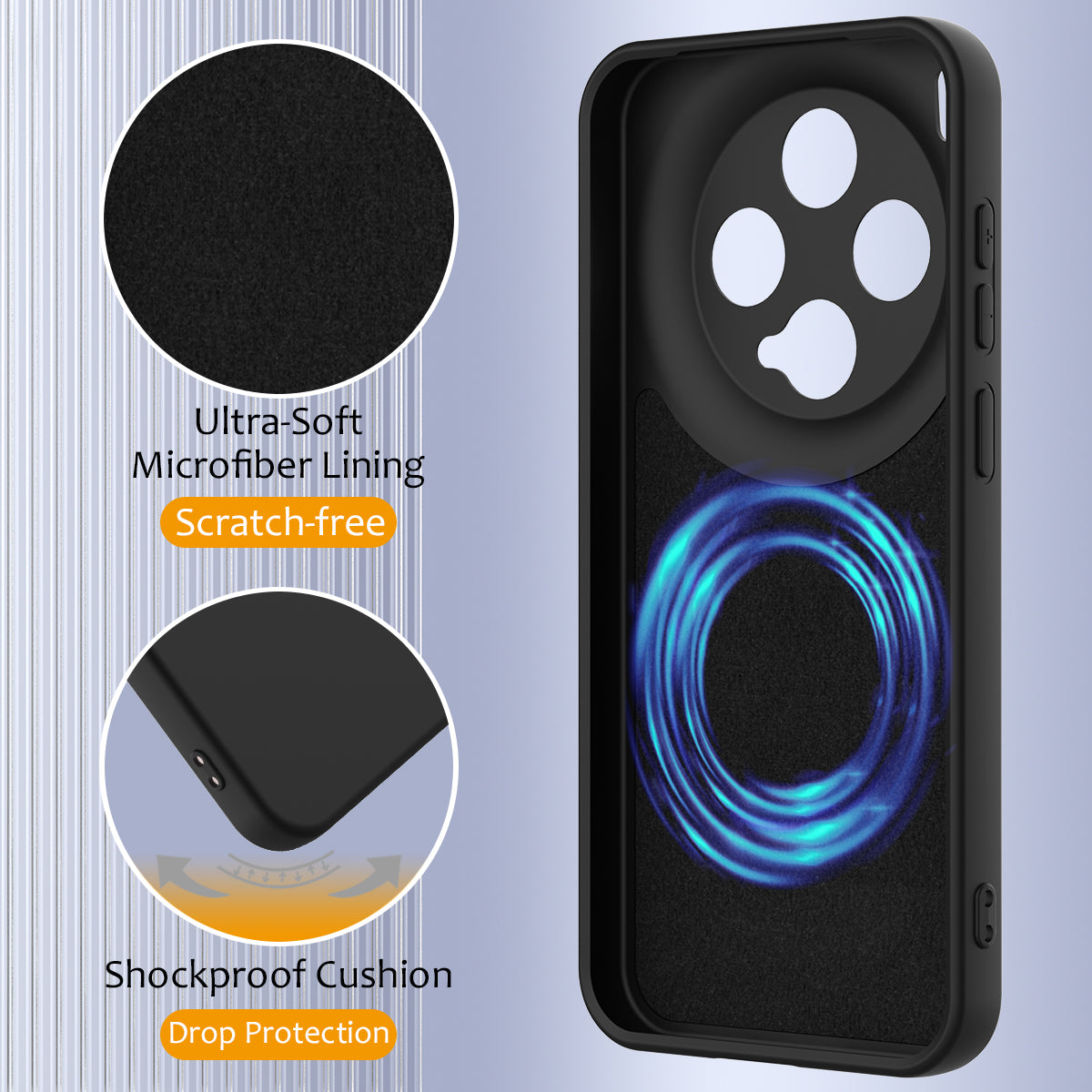 For vivo X300 5G Magnetic Case Anti-Drop Liquid Silicone Phone Cover with Lanyard - Black