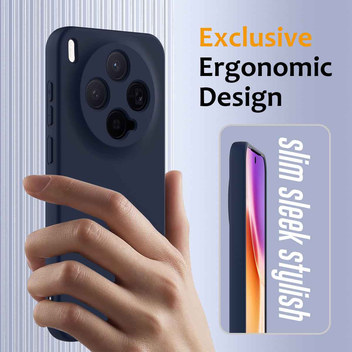 For vivo X300 5G Magnetic Case Anti-Drop Liquid Silicone Phone Cover with Lanyard - Dark Blue