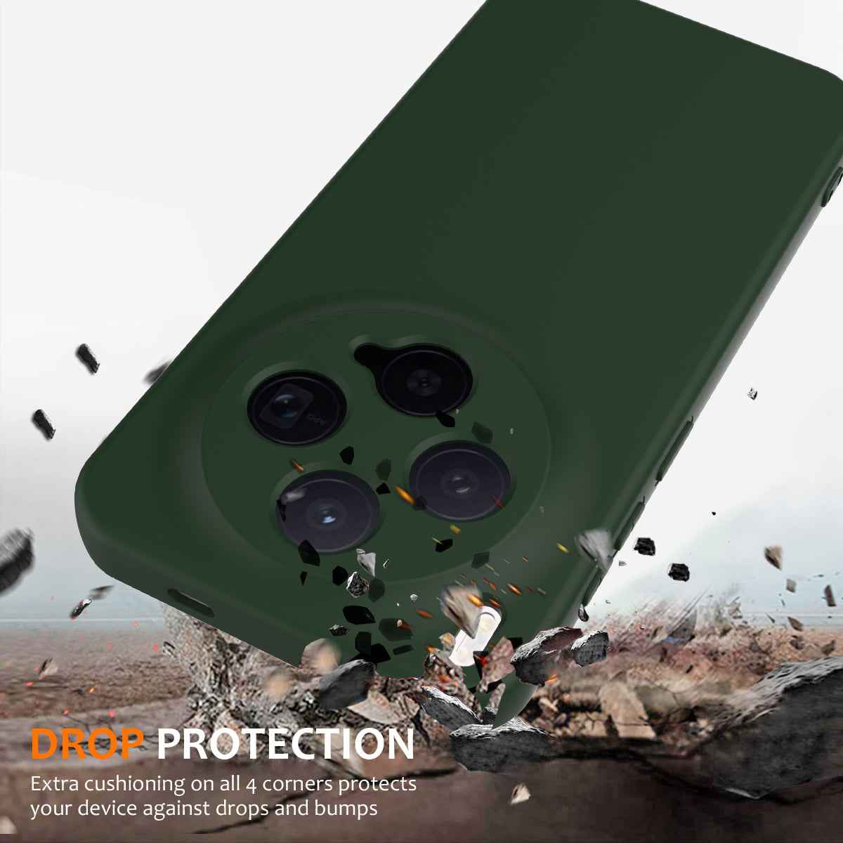 For vivo X300 5G Magnetic Case Anti-Drop Liquid Silicone Phone Cover with Lanyard - Dark Green
