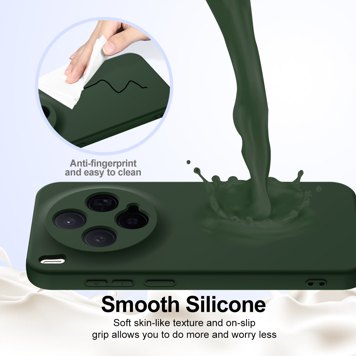 For vivo X300 5G Magnetic Case Anti-Drop Liquid Silicone Phone Cover with Lanyard - Dark Green