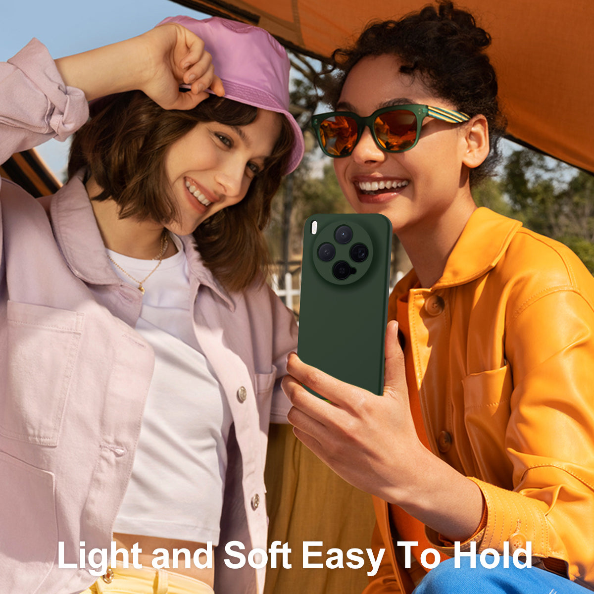 For vivo X300 5G Magnetic Case Anti-Drop Liquid Silicone Phone Cover with Lanyard - Dark Green