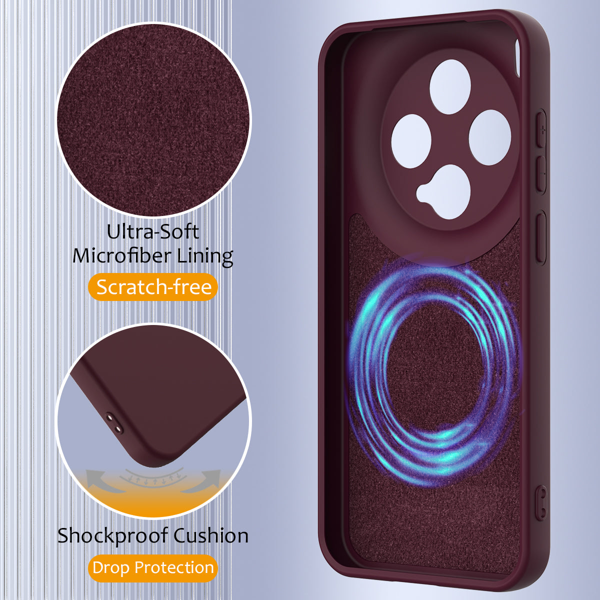 For vivo X300 5G Magnetic Case Anti-Drop Liquid Silicone Phone Cover with Lanyard - Wine Red