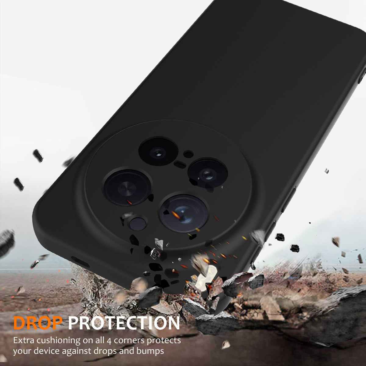 For vivo X300 Pro 5G Magnetic Case Anti-Drop Liquid Silicone Phone Cover with Lanyard - Black