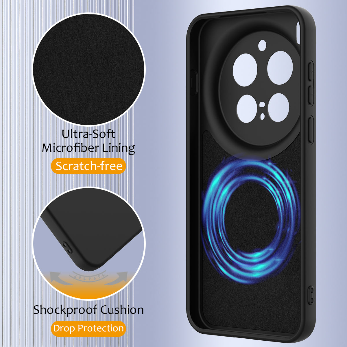 For vivo X300 Pro 5G Magnetic Case Anti-Drop Liquid Silicone Phone Cover with Lanyard - Black