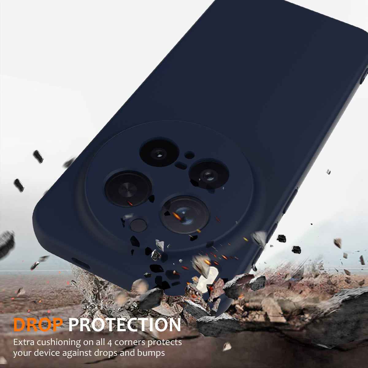 For vivo X300 Pro 5G Magnetic Case Anti-Drop Liquid Silicone Phone Cover with Lanyard - Dark Blue