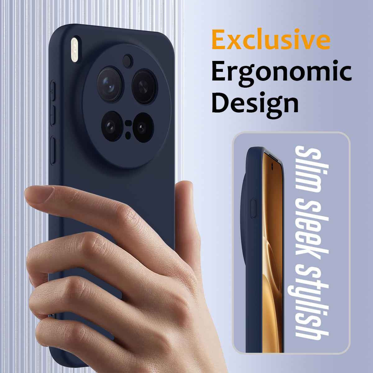 For vivo X300 Pro 5G Magnetic Case Anti-Drop Liquid Silicone Phone Cover with Lanyard - Dark Blue