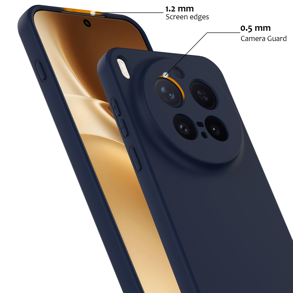 For vivo X300 Pro 5G Magnetic Case Anti-Drop Liquid Silicone Phone Cover with Lanyard - Dark Blue