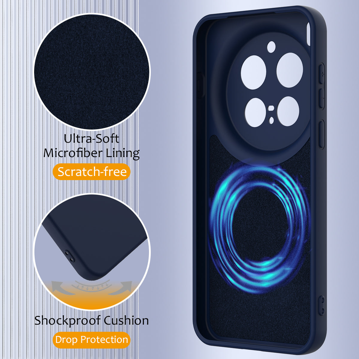 For vivo X300 Pro 5G Magnetic Case Anti-Drop Liquid Silicone Phone Cover with Lanyard - Dark Blue