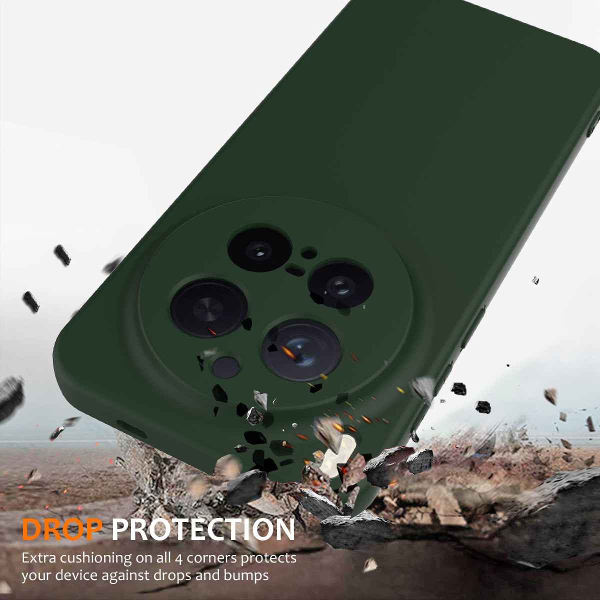 For vivo X300 Pro 5G Magnetic Case Anti-Drop Liquid Silicone Phone Cover with Lanyard - Dark Green