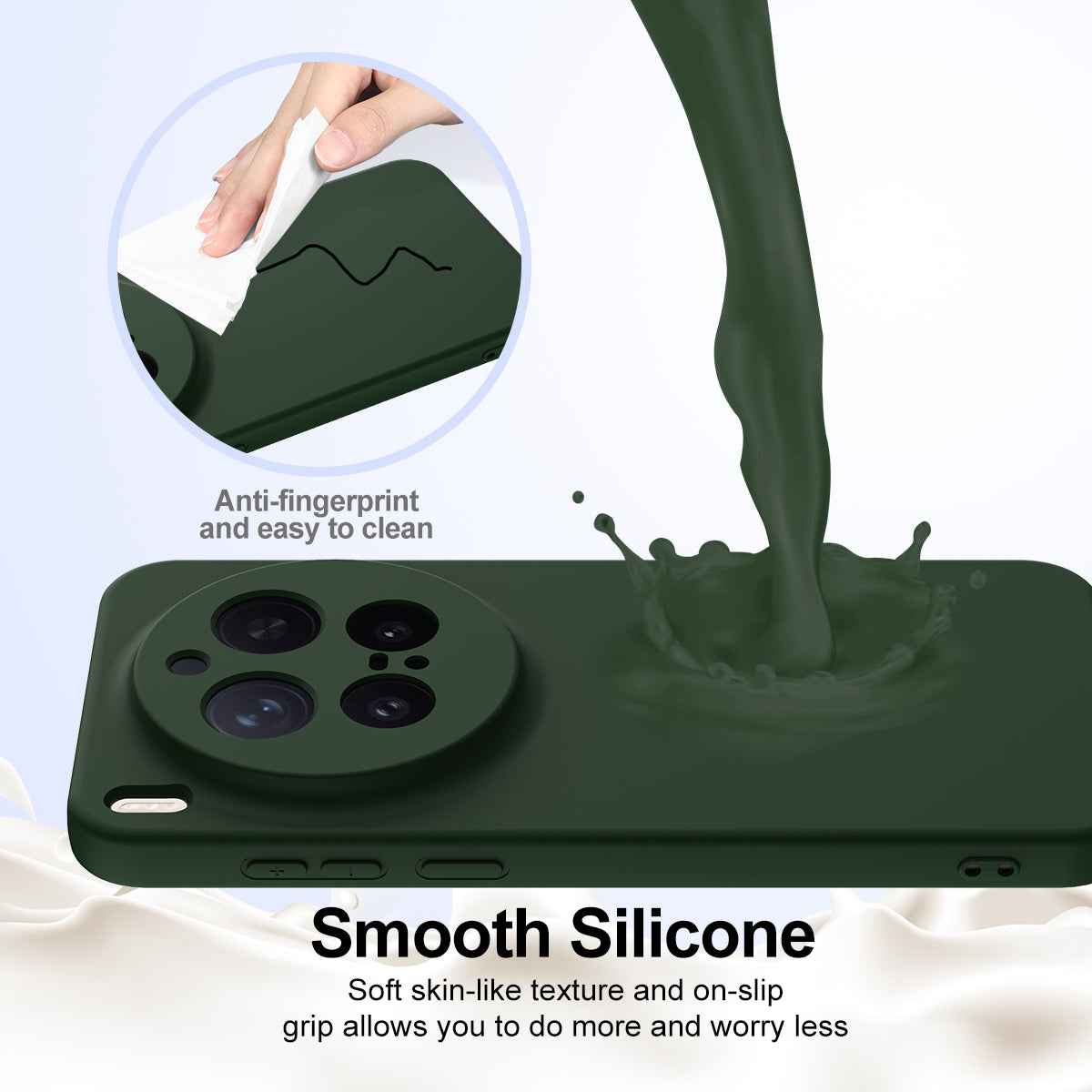 For vivo X300 Pro 5G Magnetic Case Anti-Drop Liquid Silicone Phone Cover with Lanyard - Dark Green