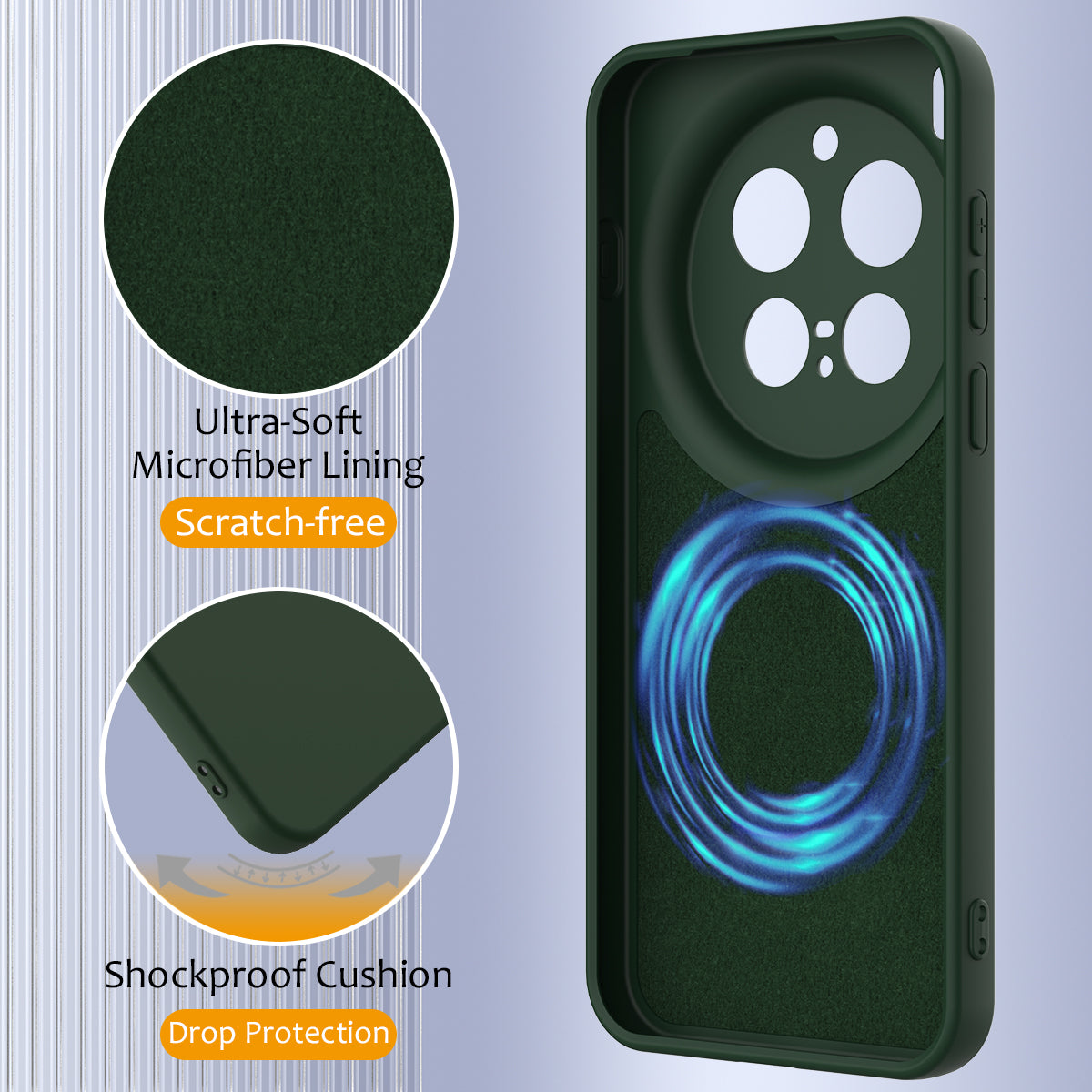 For vivo X300 Pro 5G Magnetic Case Anti-Drop Liquid Silicone Phone Cover with Lanyard - Dark Green