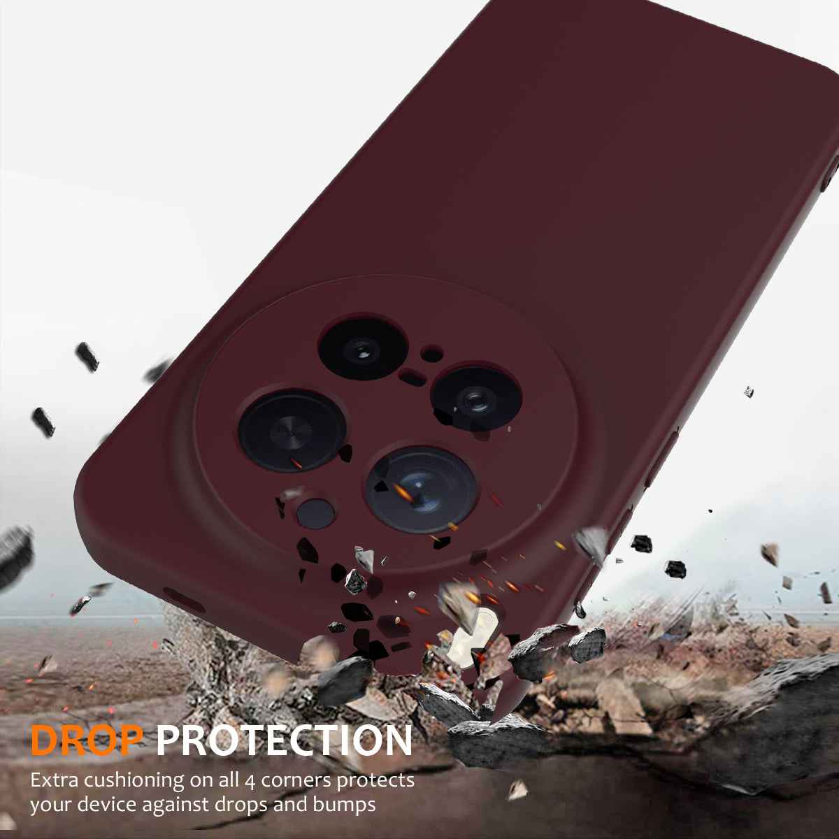 For vivo X300 Pro 5G Magnetic Case Anti-Drop Liquid Silicone Phone Cover with Lanyard - Wine Red
