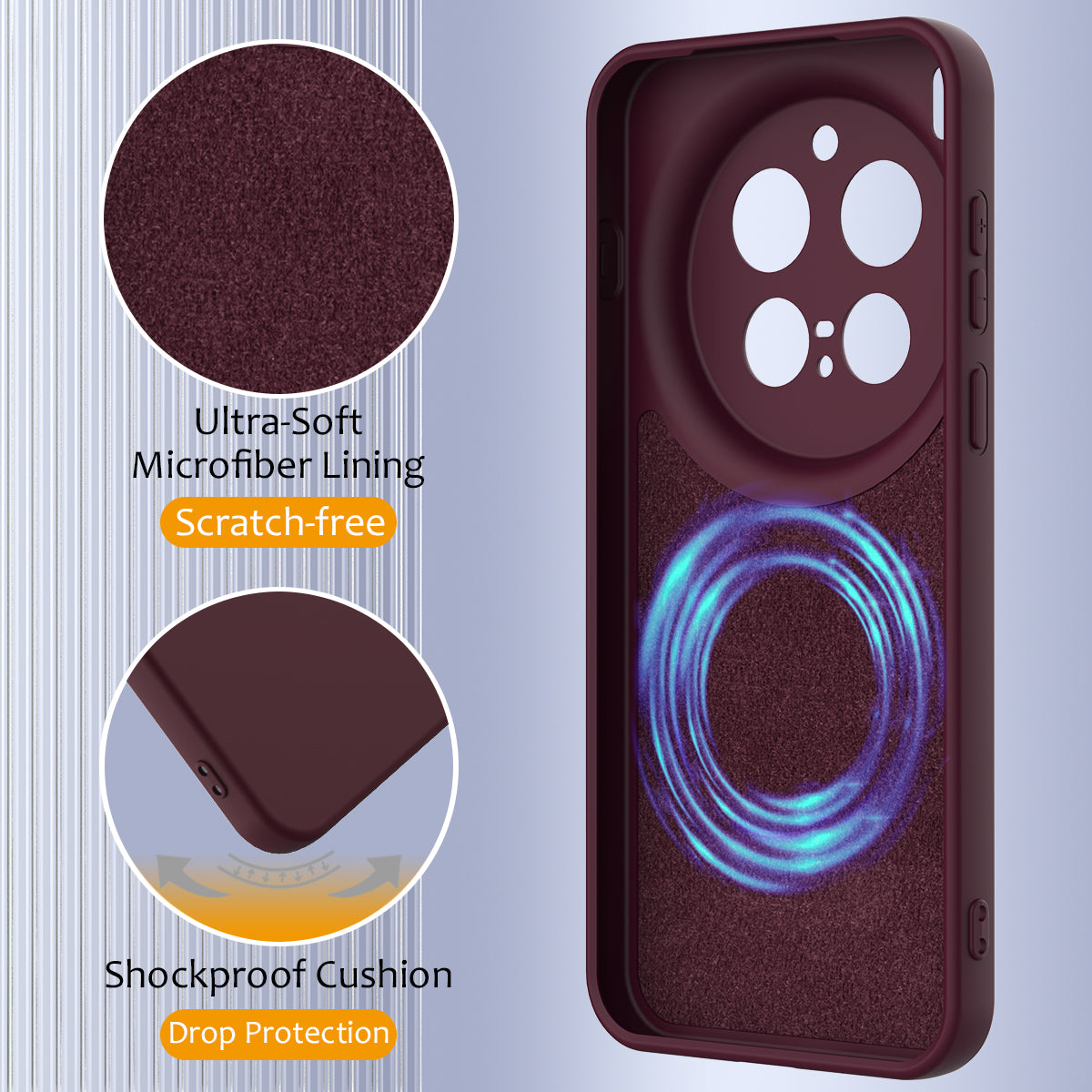 For vivo X300 Pro 5G Magnetic Case Anti-Drop Liquid Silicone Phone Cover with Lanyard - Wine Red