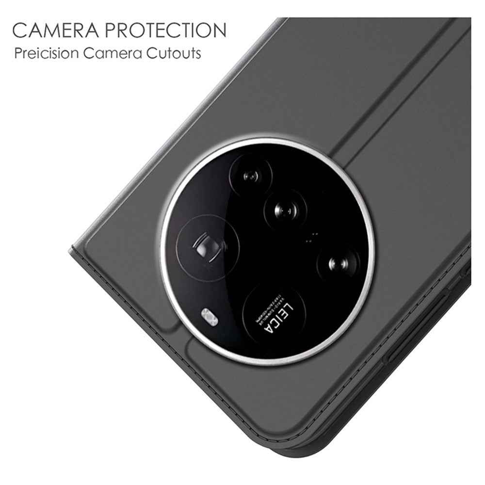 For Xiaomi 17 Ultra 5G Case PU Leather Phone Cover with Card Holder Stand - Black