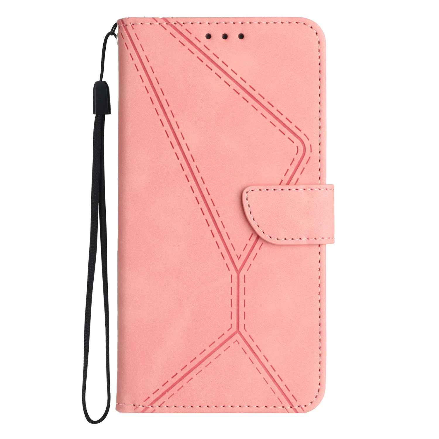 For Samsung Galaxy A57 5G Case Skin Touch Lines Imprinted PU Leather Flip Phone Cover - Pink