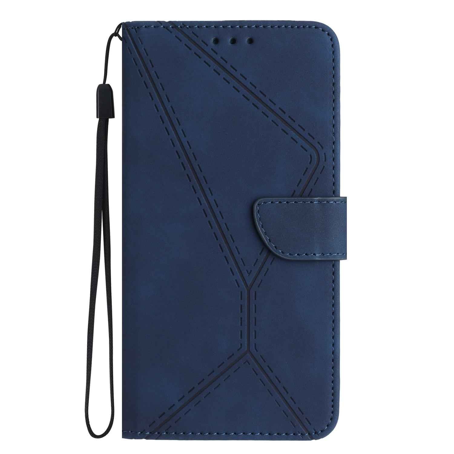 For Samsung Galaxy A57 5G Case Skin Touch Lines Imprinted PU Leather Flip Phone Cover - Blue