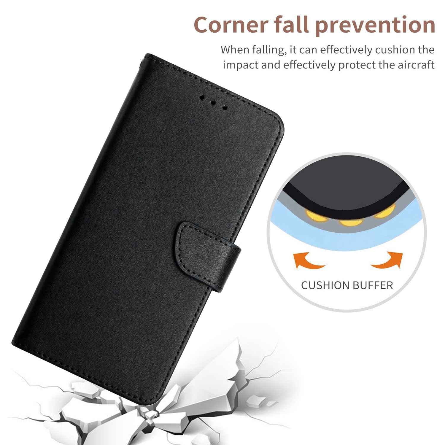 For Samsung Galaxy A57 5G Case Genuine Cow Leather Phone Cover Nappa Texture - Black