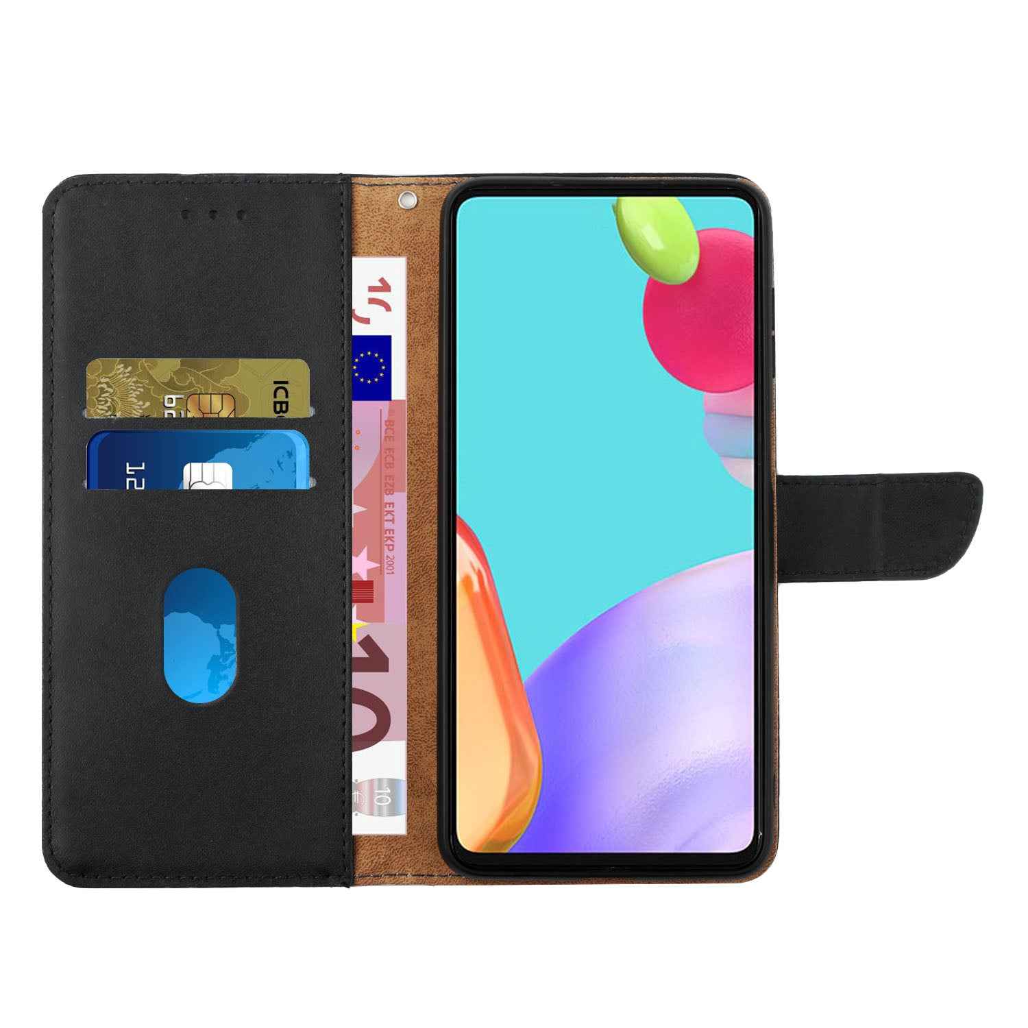 For Samsung Galaxy A57 5G Case Genuine Cow Leather Phone Cover Nappa Texture - Black