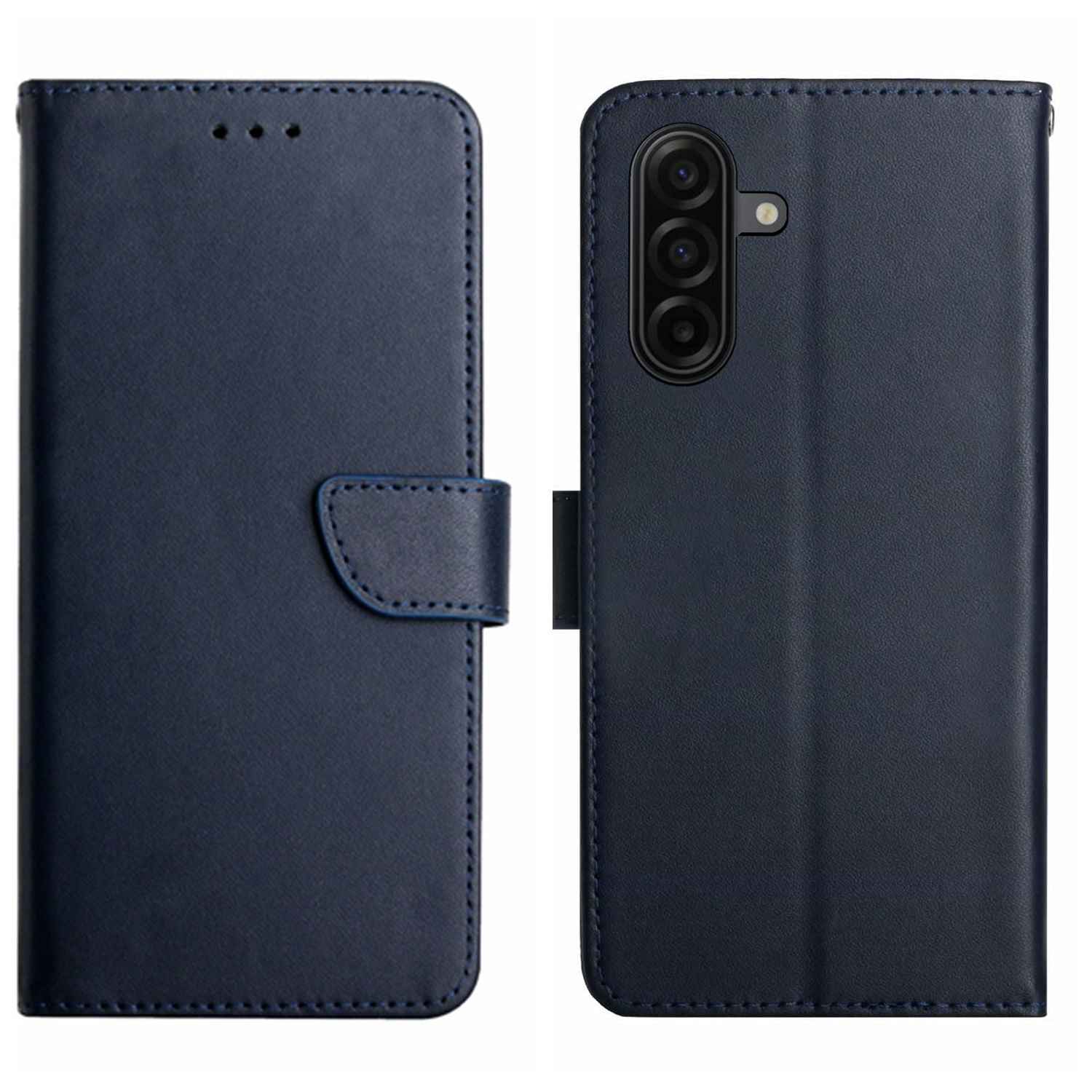 For Samsung Galaxy A57 5G Case Genuine Cow Leather Phone Cover Nappa Texture - Blue