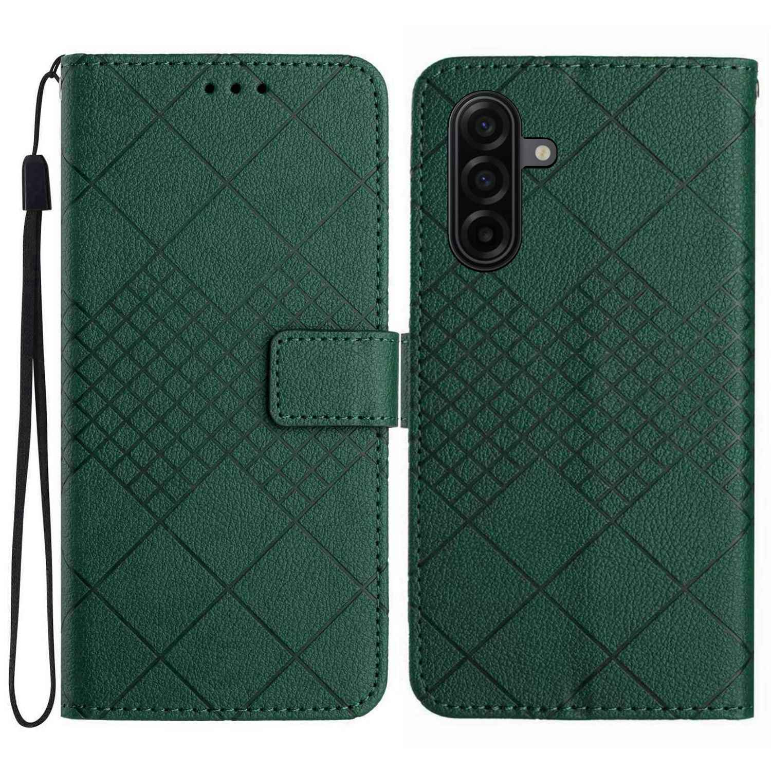 For Samsung Galaxy A57 5G Case Wallet Imprint PU Leather Flip Folio Phone Cover - Green