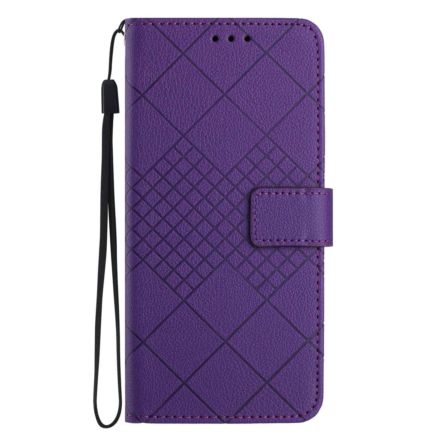 For Samsung Galaxy A57 5G Case Wallet Imprint PU Leather Flip Folio Phone Cover - Dark Purple