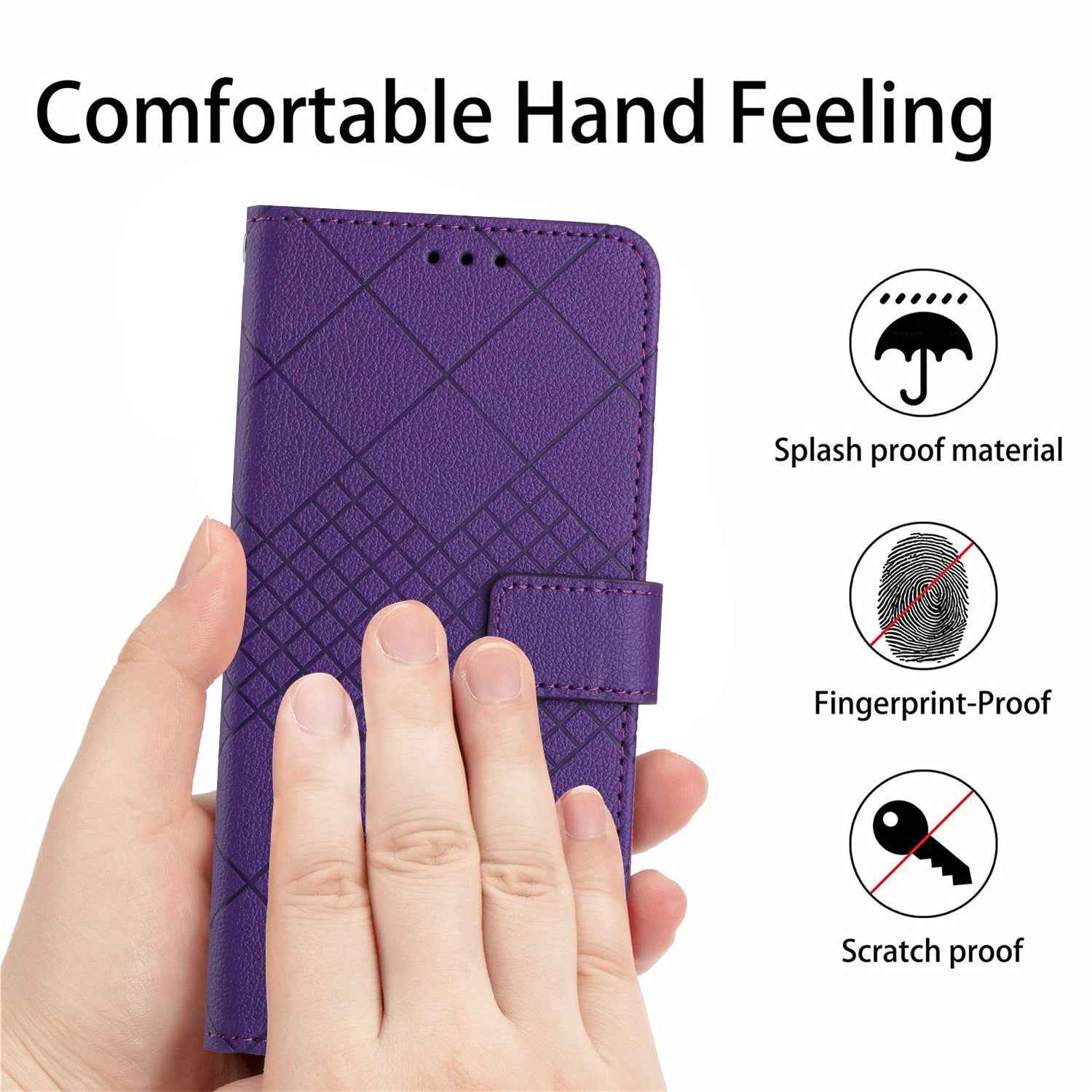 For Samsung Galaxy A57 5G Case Wallet Imprint PU Leather Flip Folio Phone Cover - Dark Purple