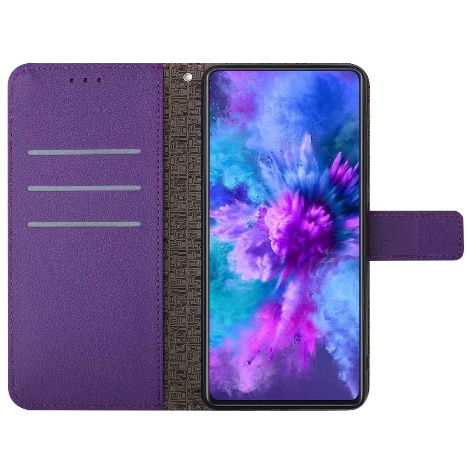 For Samsung Galaxy A57 5G Case Wallet Imprint PU Leather Flip Folio Phone Cover - Dark Purple