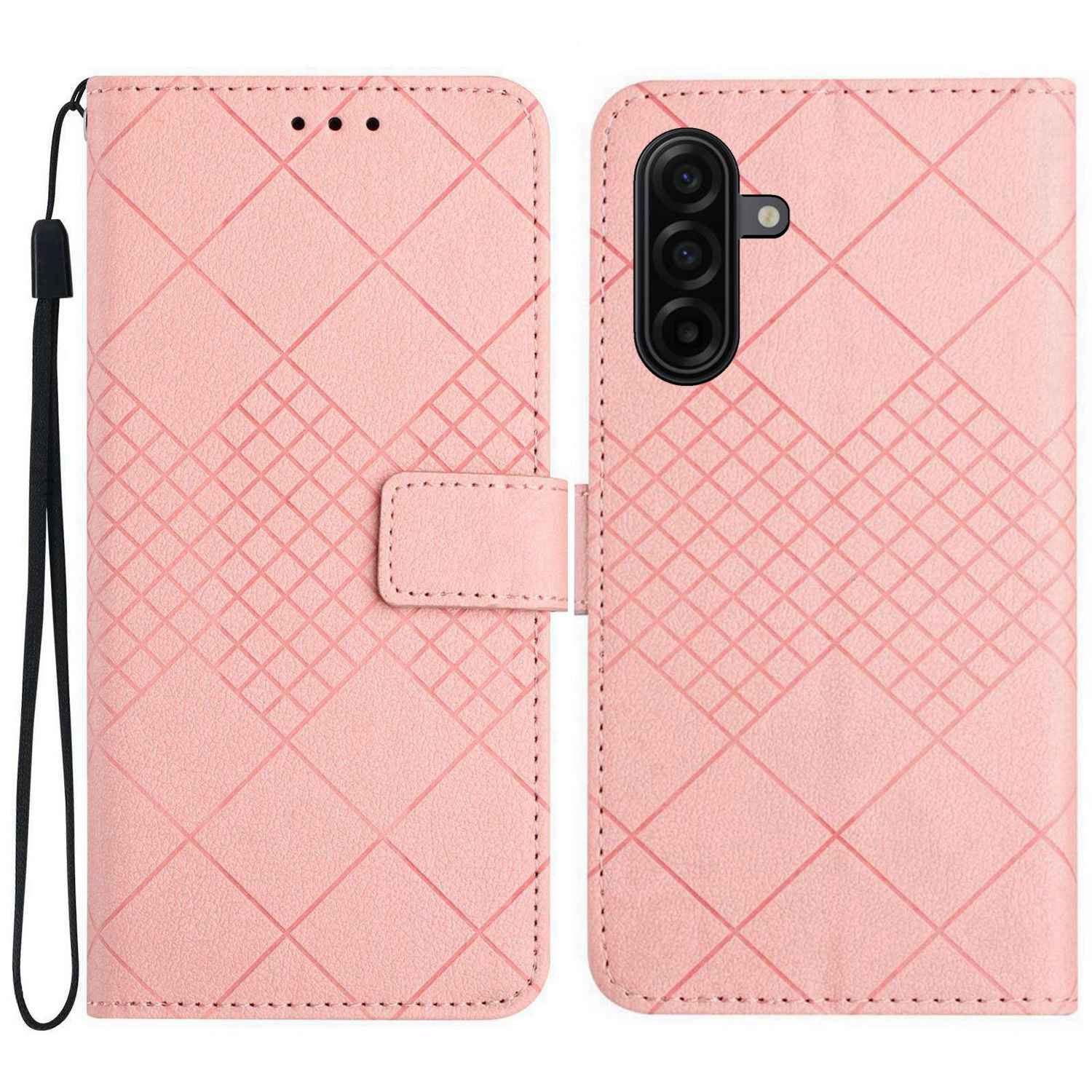 For Samsung Galaxy A57 5G Case Wallet Imprint PU Leather Flip Folio Phone Cover - Pink