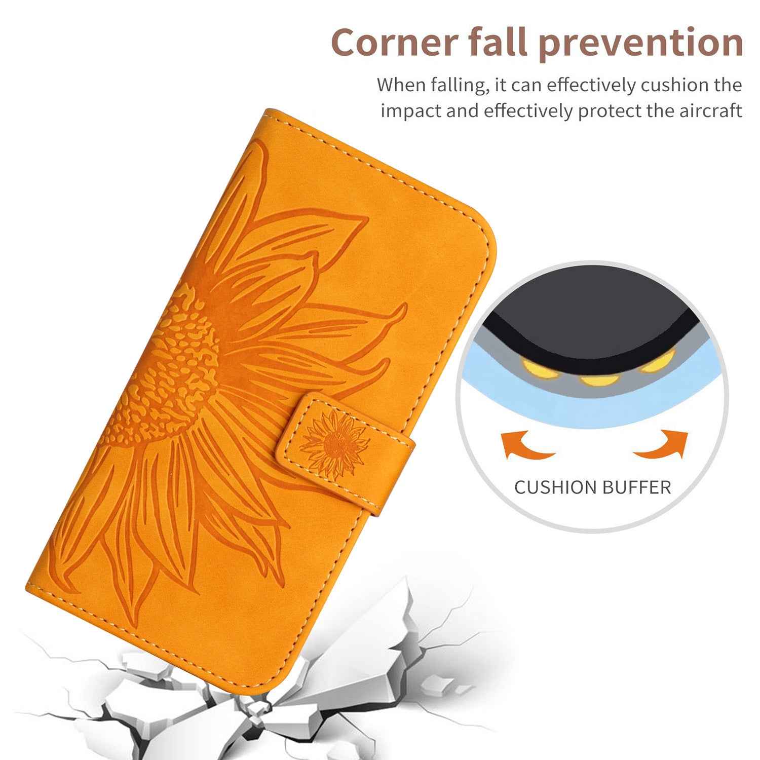 For Samsung Galaxy A57 5G Case Sunflower Imprint Leather Wallet Phone Cover with Wrist Strap - Yellow