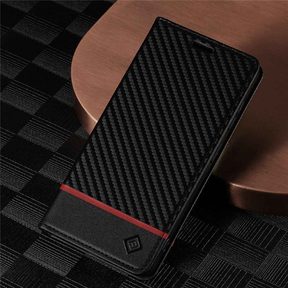 LC.IMEEKE For Samsung Galaxy A57 5G Wallet Case Carbon Fiber Texture Leather Phone Cover - Horizontal Stripe