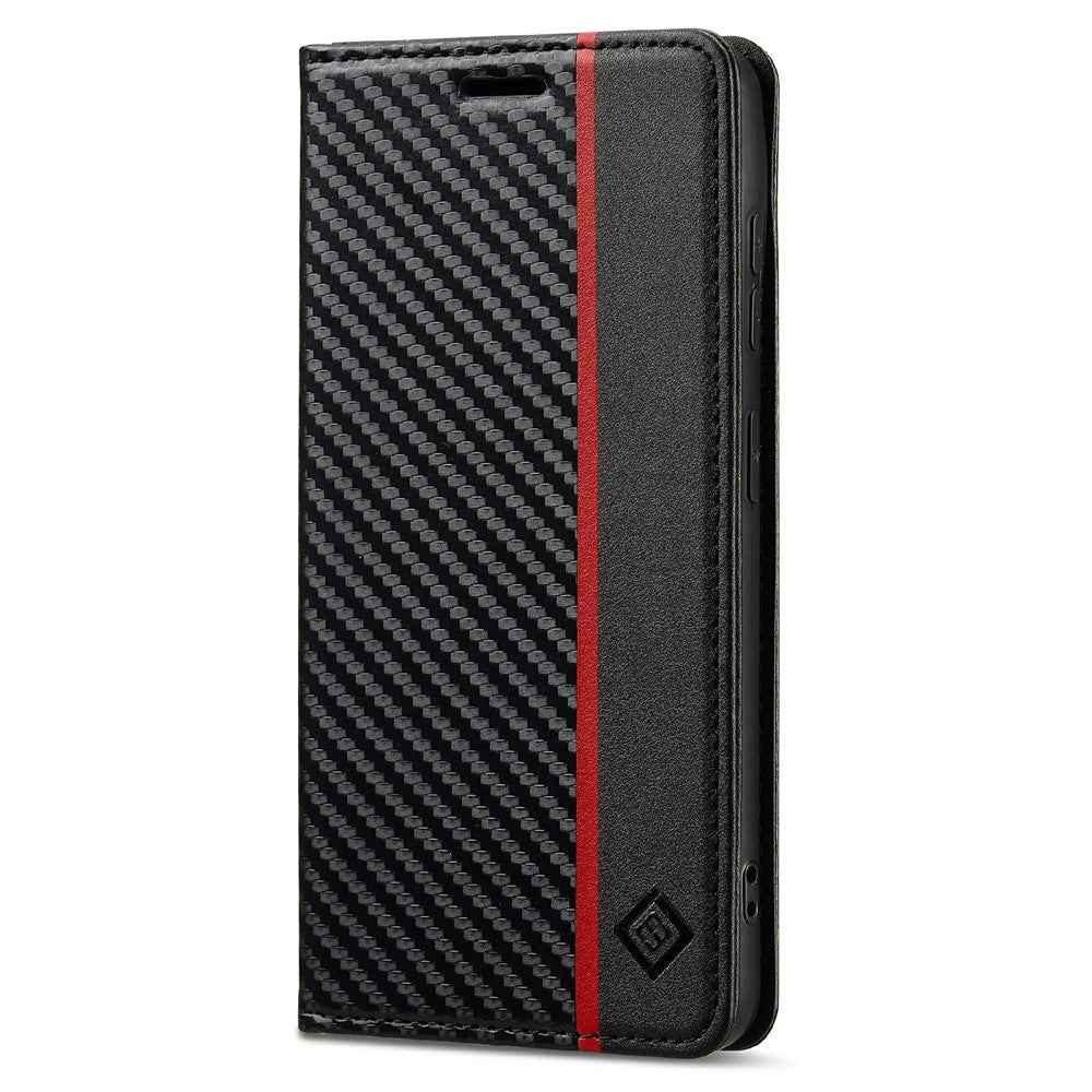 LC.IMEEKE For Samsung Galaxy A57 5G Wallet Case Carbon Fiber Texture Leather Phone Cover - Vertical Stripe