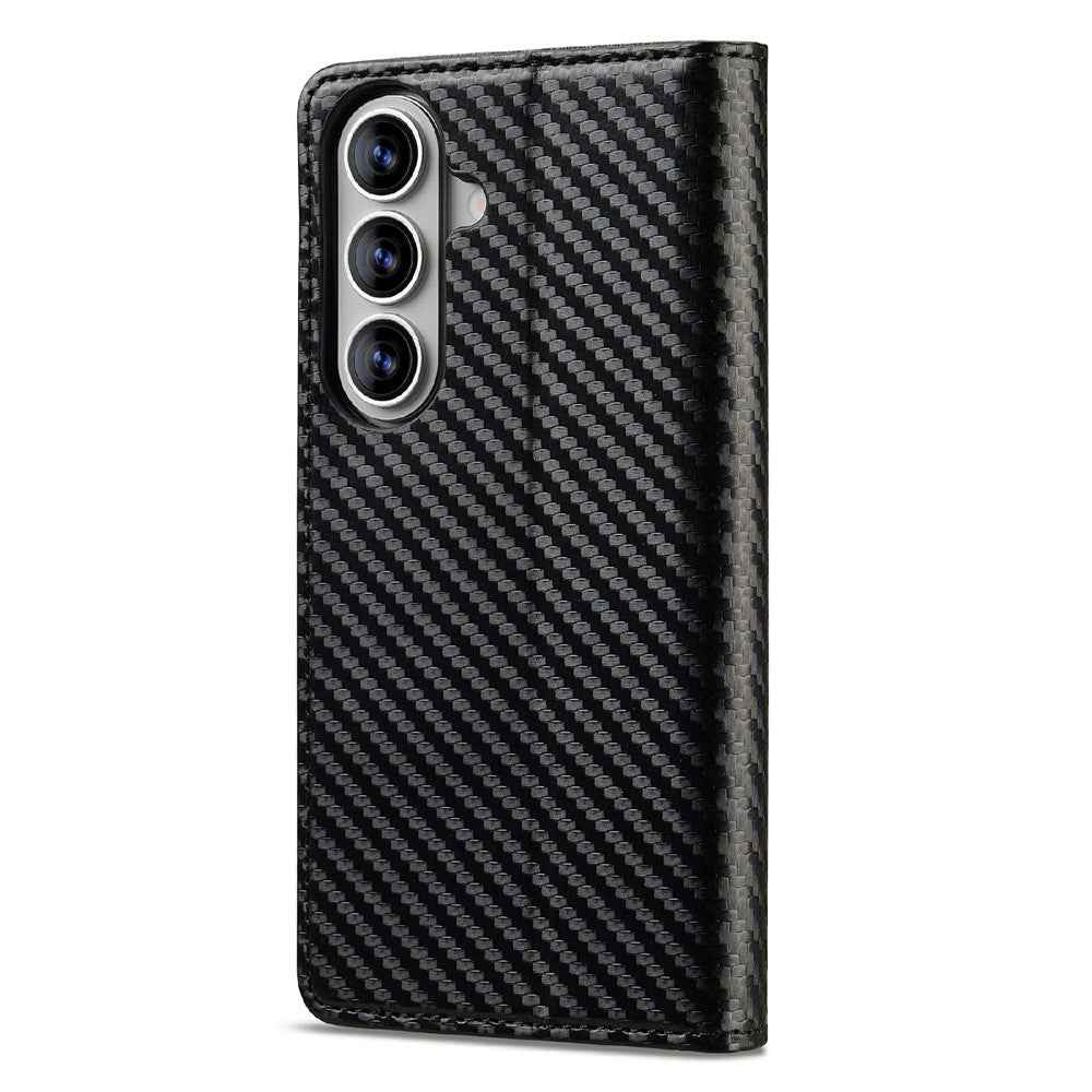 LC.IMEEKE For Samsung Galaxy A57 5G Wallet Case Carbon Fiber Texture Leather Phone Cover - Vertical Stripe