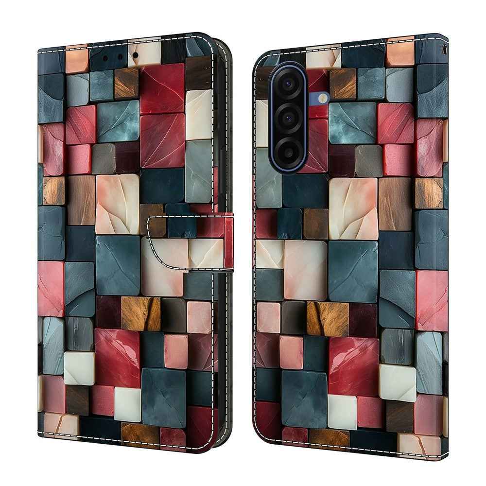 For Samsung Galaxy A57 5G Wallet Case Foldable Stand Pattern Printing Leather Flip Phone Cover - Colorful Brick Pattern