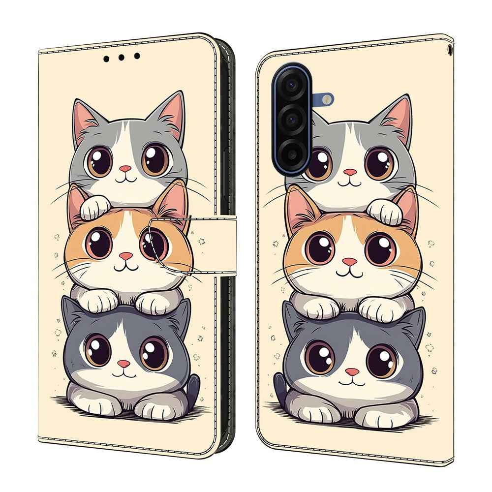 For Samsung Galaxy A57 5G Wallet Case Foldable Stand Pattern Printing Leather Flip Phone Cover - Stacked Cats