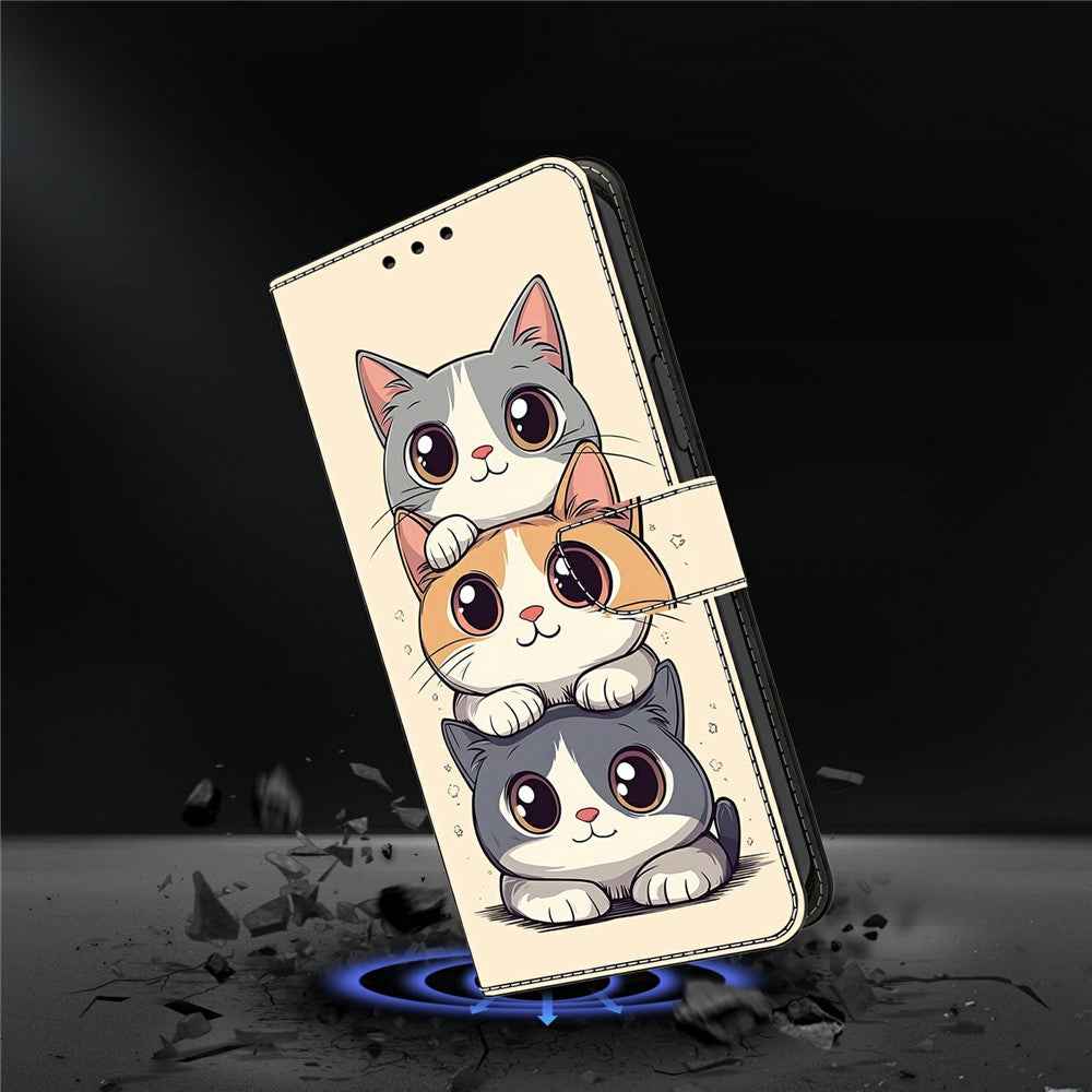 For Samsung Galaxy A57 5G Wallet Case Foldable Stand Pattern Printing Leather Flip Phone Cover - Stacked Cats