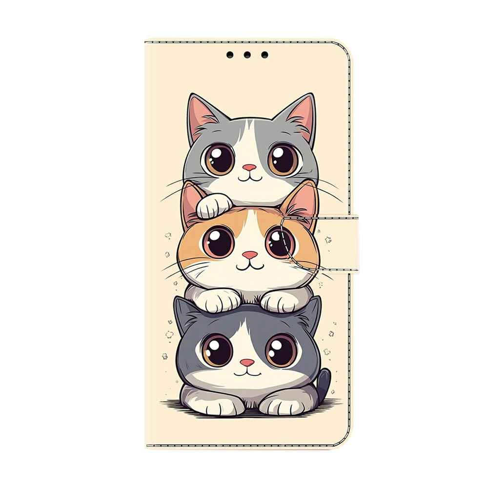For Samsung Galaxy A57 5G Wallet Case Foldable Stand Pattern Printing Leather Flip Phone Cover - Stacked Cats