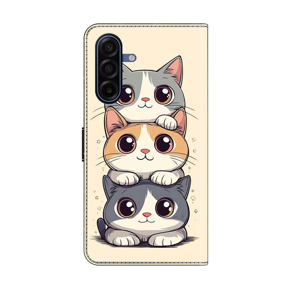 For Samsung Galaxy A57 5G Wallet Case Foldable Stand Pattern Printing Leather Flip Phone Cover - Stacked Cats