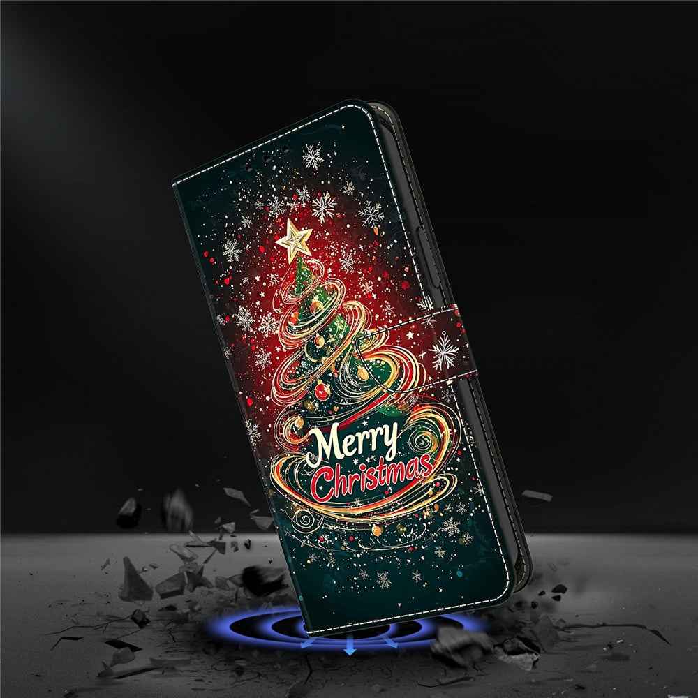 For Samsung Galaxy A57 5G Wallet Case Foldable Stand Pattern Printing Leather Flip Phone Cover - Christmas Tree
