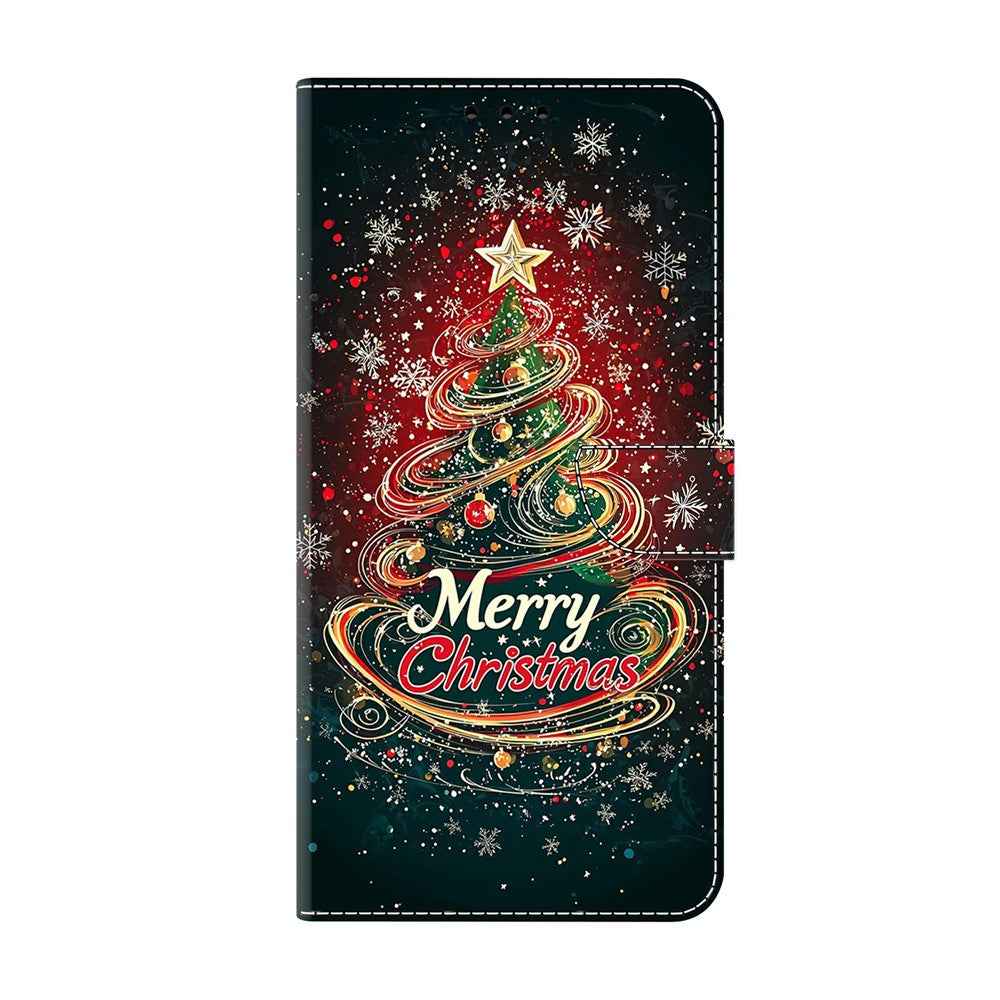 For Samsung Galaxy A57 5G Wallet Case Foldable Stand Pattern Printing Leather Flip Phone Cover - Christmas Tree