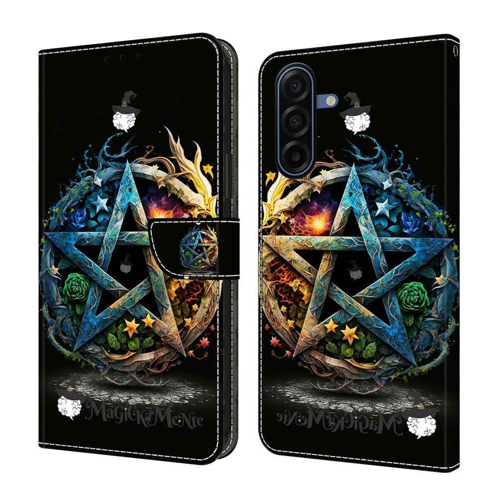 For Samsung Galaxy A57 5G Wallet Case Foldable Stand Pattern Printing Leather Flip Phone Cover - Pentagram