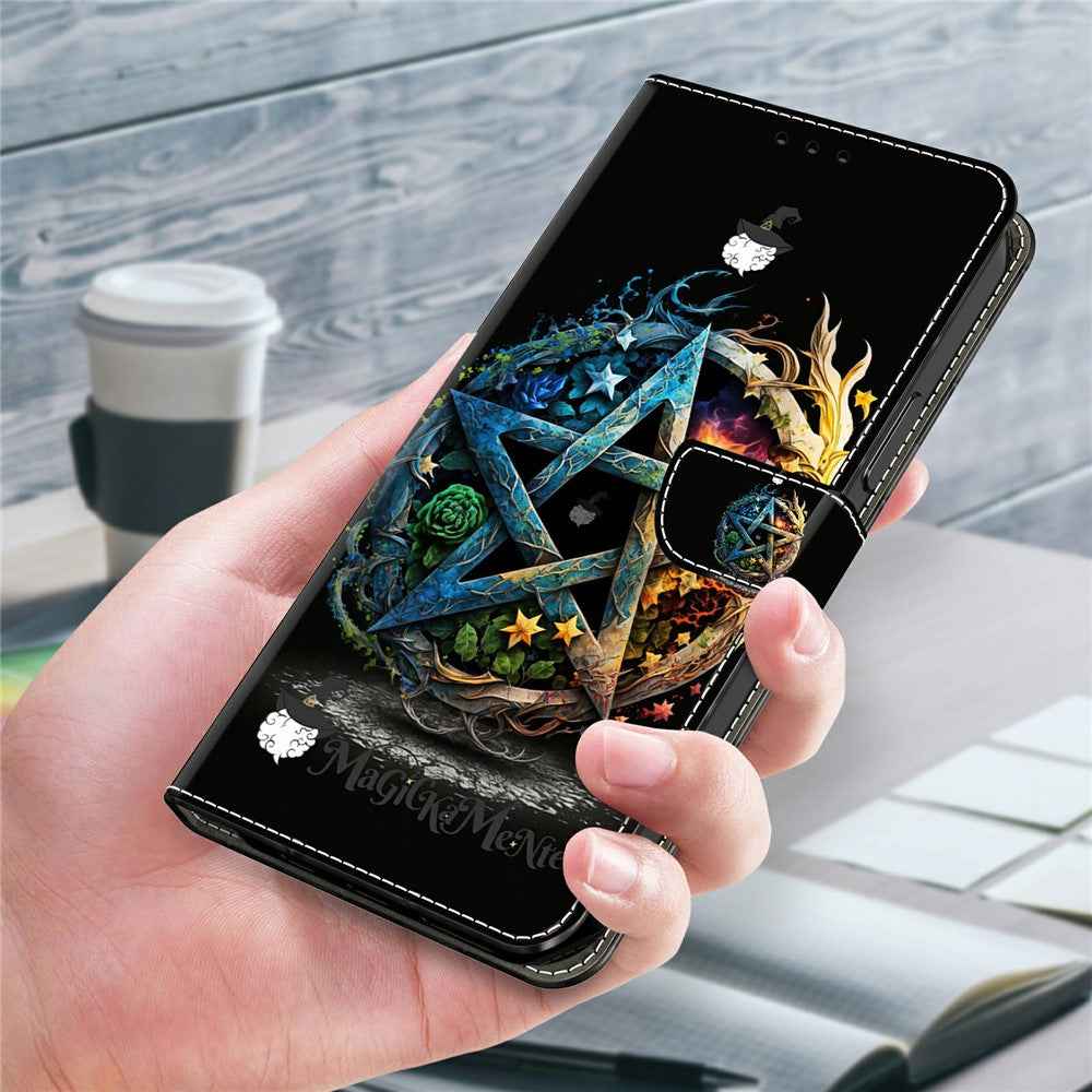 For Samsung Galaxy A57 5G Wallet Case Foldable Stand Pattern Printing Leather Flip Phone Cover - Pentagram