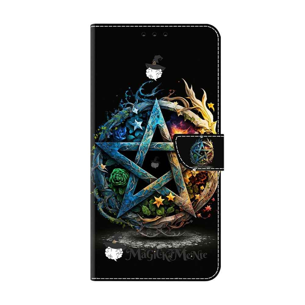 For Samsung Galaxy A57 5G Wallet Case Foldable Stand Pattern Printing Leather Flip Phone Cover - Pentagram