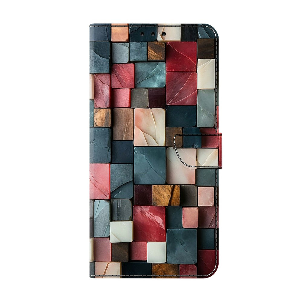 For Xiaomi Poco M8 5G / Redmi Note 15 5G (Global) Wallet Case Foldable Stand Pattern Printing Leather Flip Phone Cover - Colorful Brick Pattern