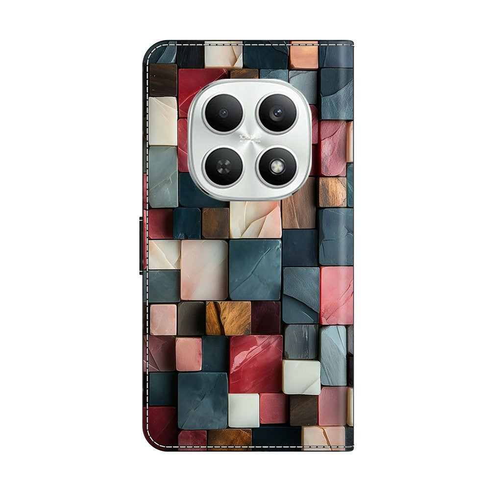 For Xiaomi Poco M8 5G / Redmi Note 15 5G (Global) Wallet Case Foldable Stand Pattern Printing Leather Flip Phone Cover - Colorful Brick Pattern
