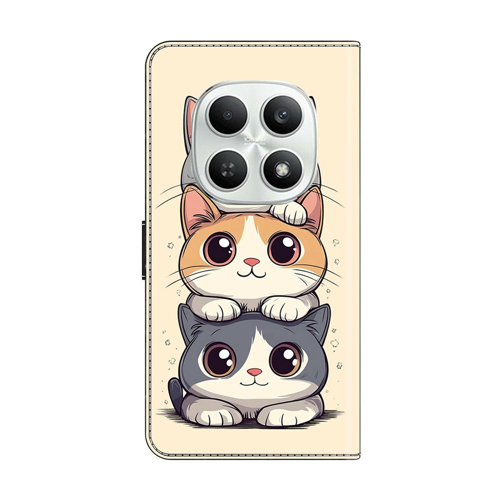 For Xiaomi Poco M8 5G / Redmi Note 15 5G (Global) Wallet Case Foldable Stand Pattern Printing Leather Flip Phone Cover - Stacked Cats